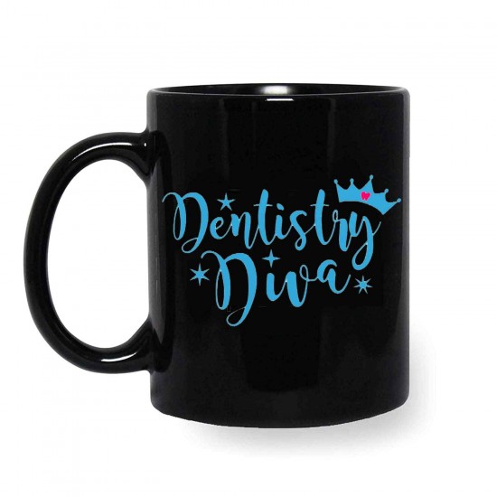 Dentistry Diva Black Coffee Mug